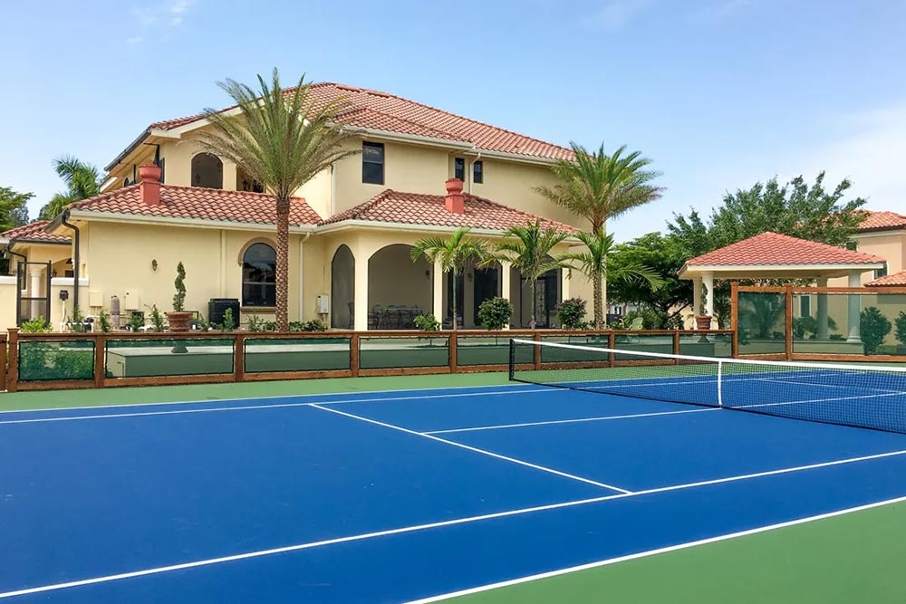 Regulation Size Tennis Court and Outdoor Living in Fort Myers, Florida